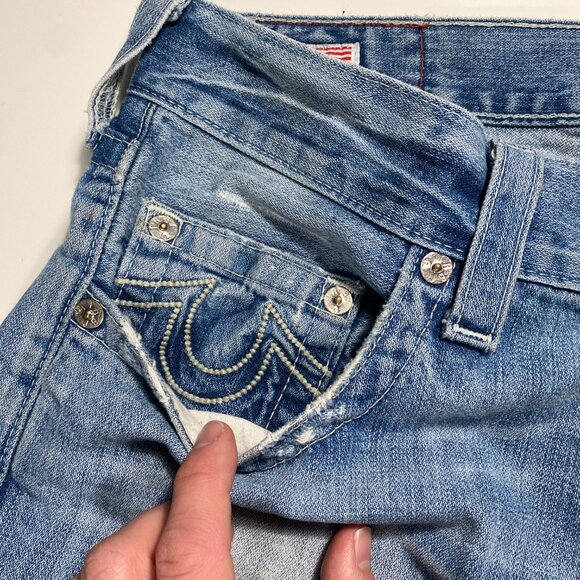 True Religion World Tour Section Bobby Baggy Fit Distressed Men's Jeans 36x32.5 - Picture 5 of 13